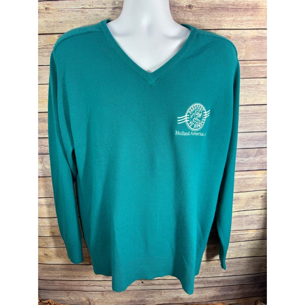 HOLLAND AMERICA Cruise Line "Passport to Fitness" Sweater — Large Teal